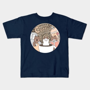 happy coffee cat Kids T-Shirt